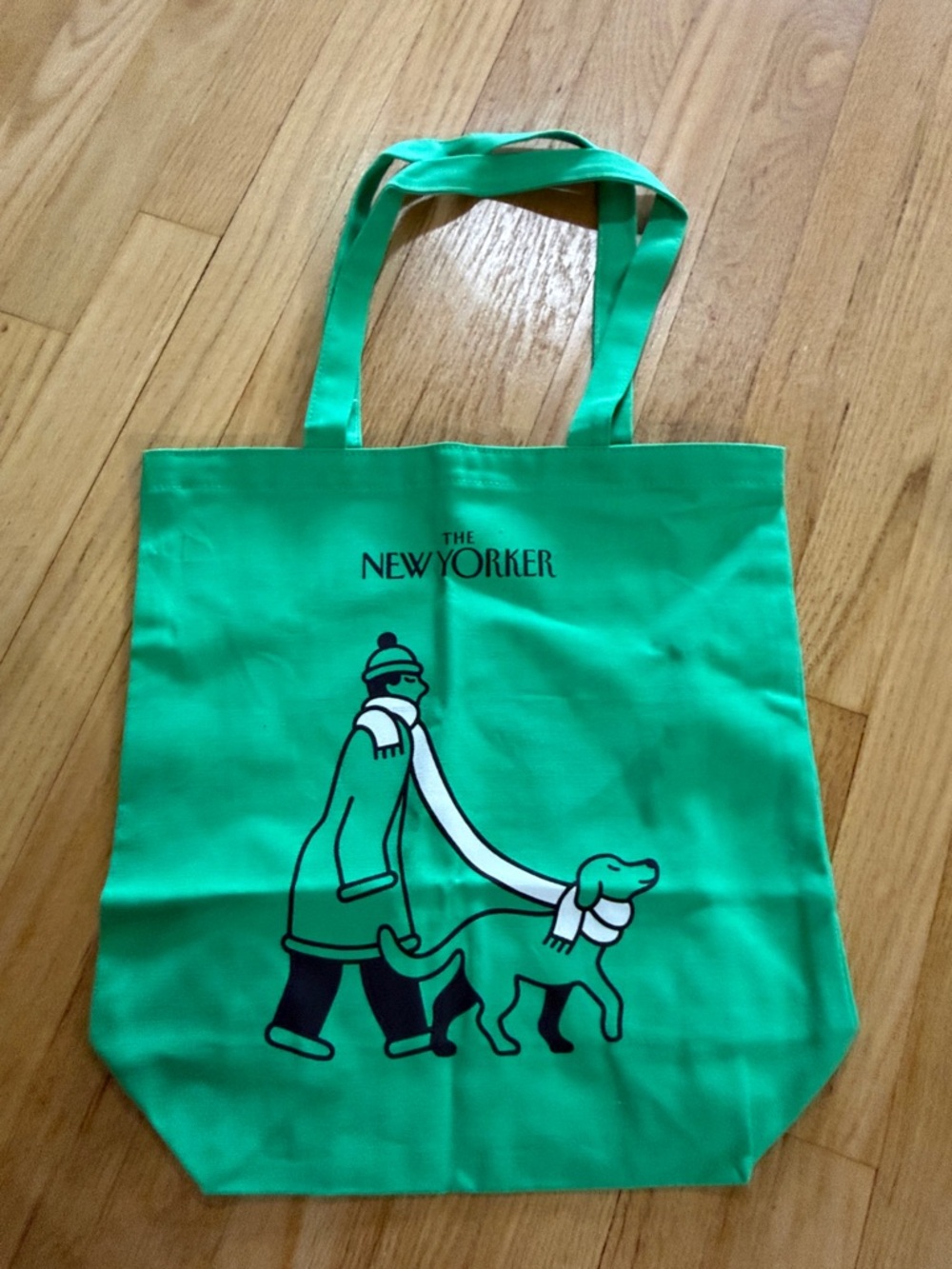 The New Yorker Green Dog Walking Canvas Tote Bag
